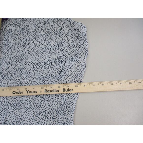 Hale Bob Top Women Large Heart Print Black White Sheer Blouse Cap Sleeve Popover - Picture 9 of 15